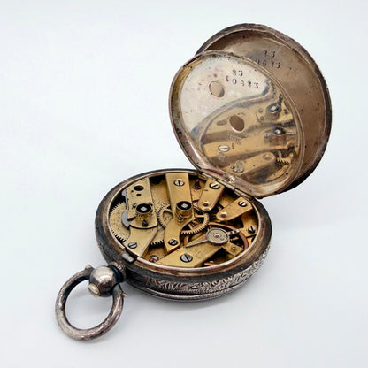 Antique Swiss Silver Cased Pocket Watch - Working