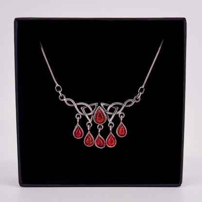 Vintage Sterling Silver & Amber Celtic Knot Necklace