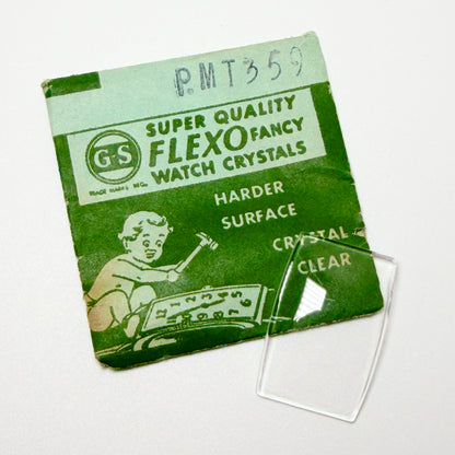 Tonneau / Barrel (PMT Series) - Bottom Edge Curved (Long Sides) - G-S Flexo Acrylic Watch Crystals - Vintage New Old Stock