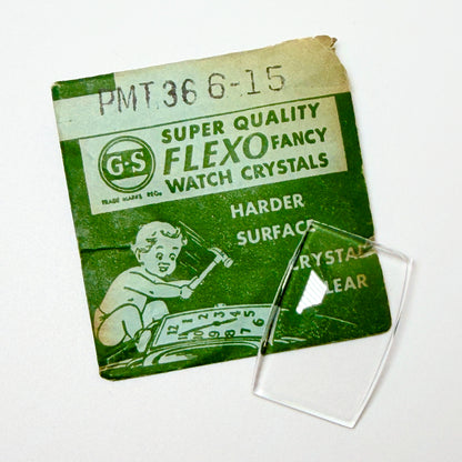 Tonneau / Barrel (PMT Series) - Bottom Edge Curved (Long Sides) - G-S Flexo Acrylic Watch Crystals - Vintage New Old Stock
