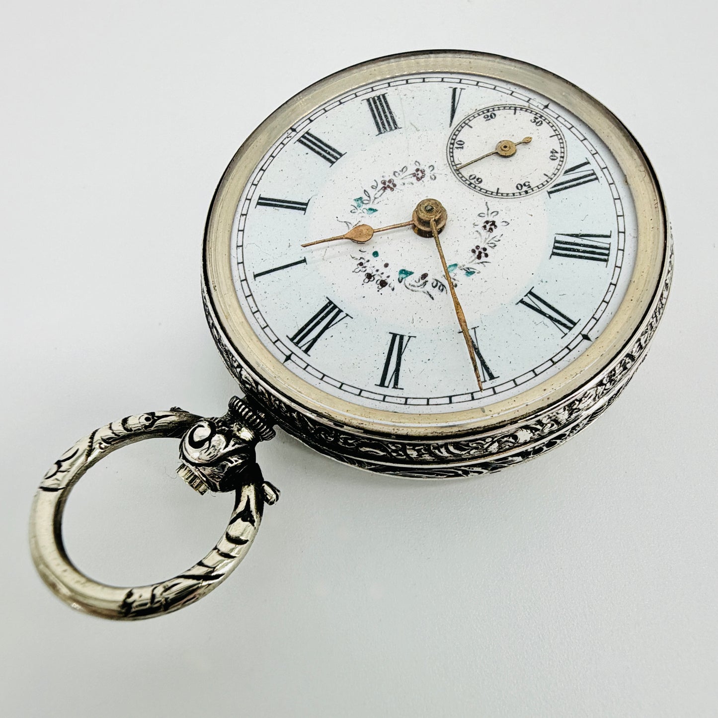 Antique Swiss 800 Silver Pocket Watch - Key Wound - Working