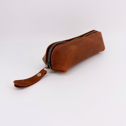 Handmade Genuine Leather Pencil Case – Zip Pouch – Choice of 3 Colours