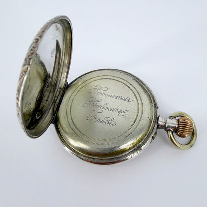 Antique Swiss / German Silver Pocket Watch – 10 Jewels – Working