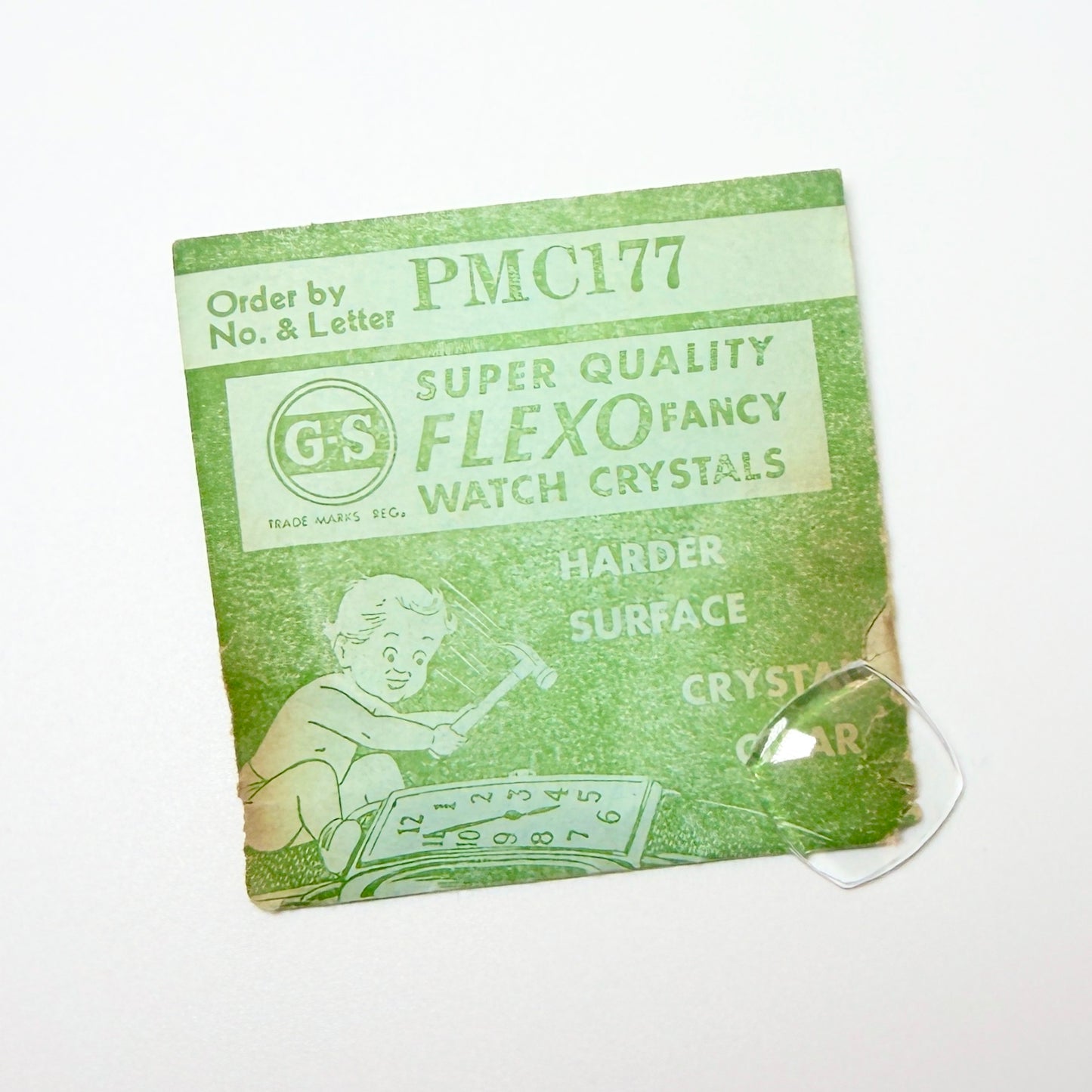 Curved Square - Bottom Edge Curved (Both Sides) - G-S Flexo Acrylic Watch Crystals - Vintage New Old Stock