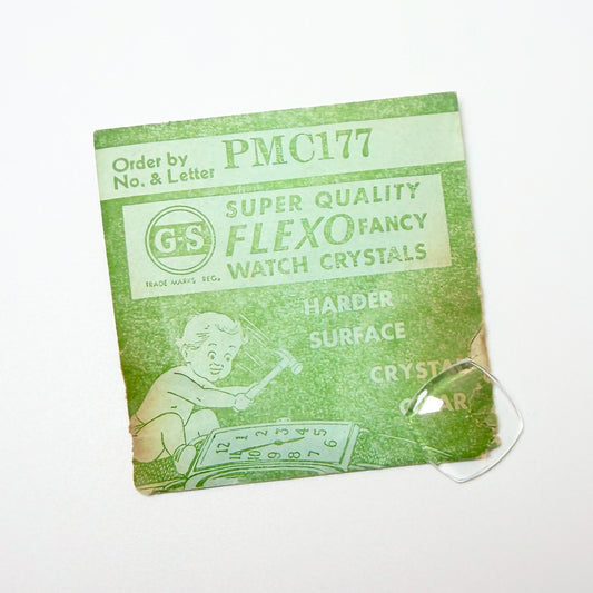 Curved Square - Bottom Edge Curved (Both Sides) - G-S Flexo Acrylic Watch Crystals - Vintage New Old Stock