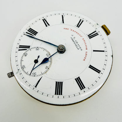 Antique J.G. Graves Sheffield Pocket Watch Movement English Lever - Working - 44.7mm