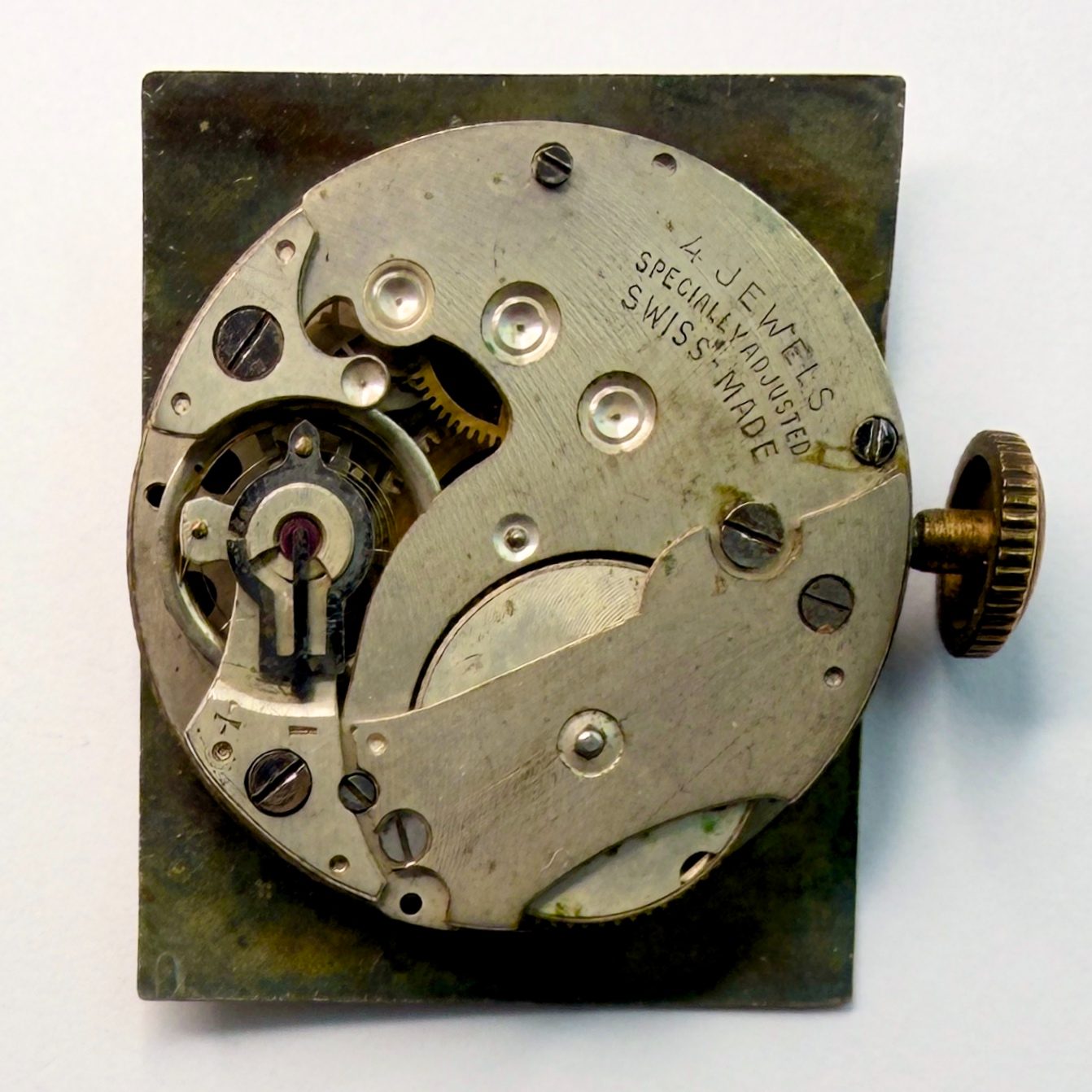 14 Jewels Swiss Rectangular Watch Movement 23.8mm – For Spares or Repair - image 1