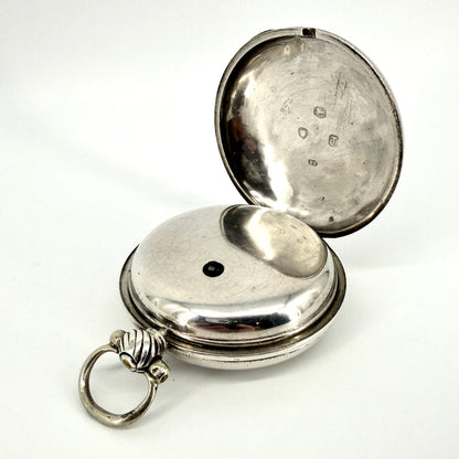 Antique Silver Cased Full Hunter Fusee Pocket Watch – London 1854 – J. Rogers