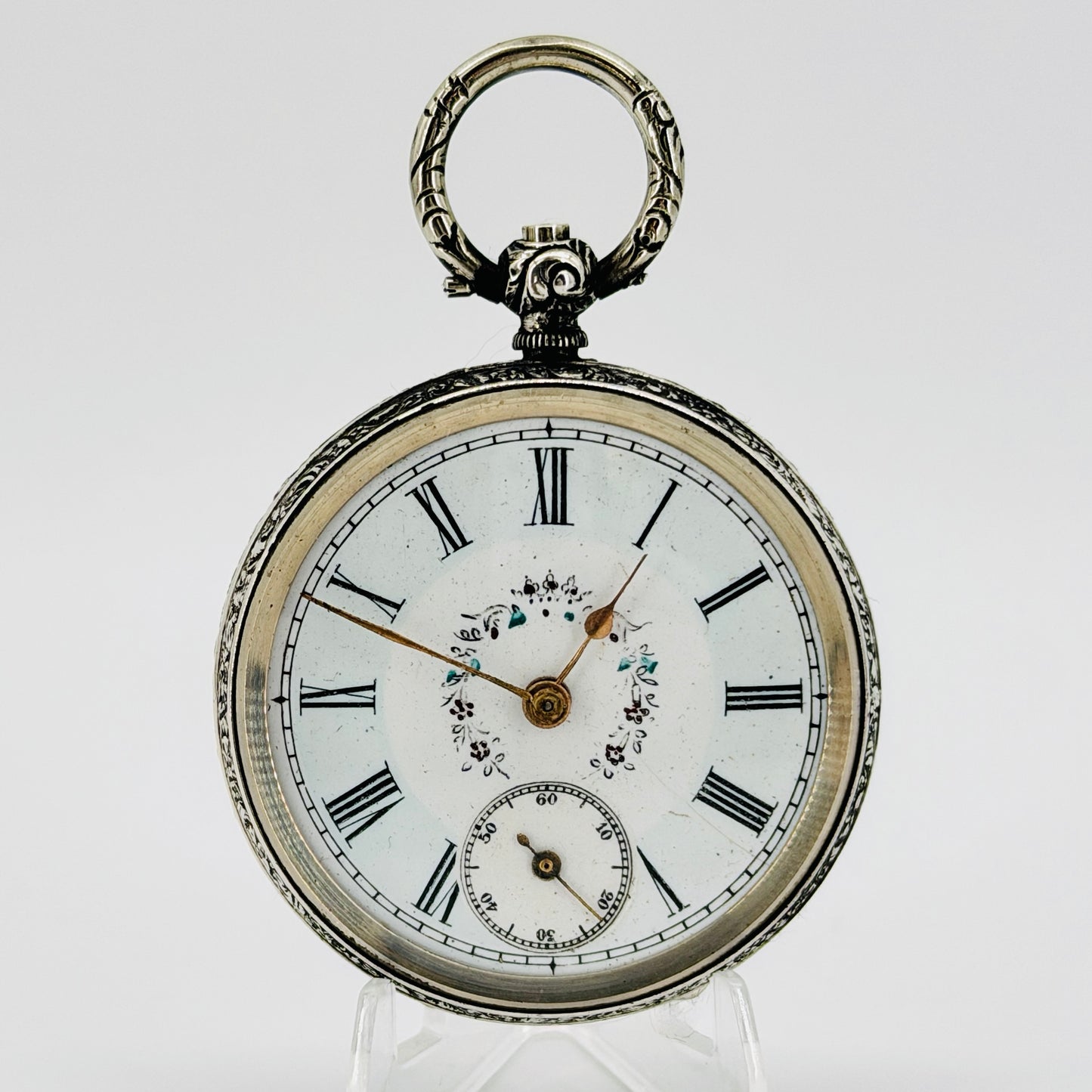 Antique Swiss 800 Silver Pocket Watch - Key Wound - Working