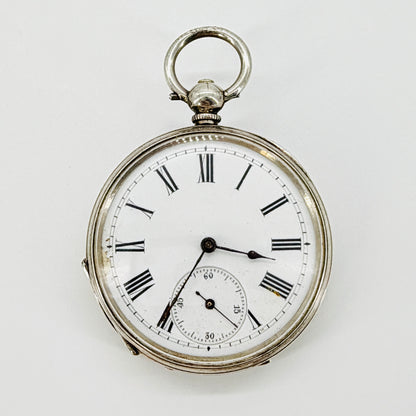 Antique Silver Cased Pocket Watch - Key Wound - Working