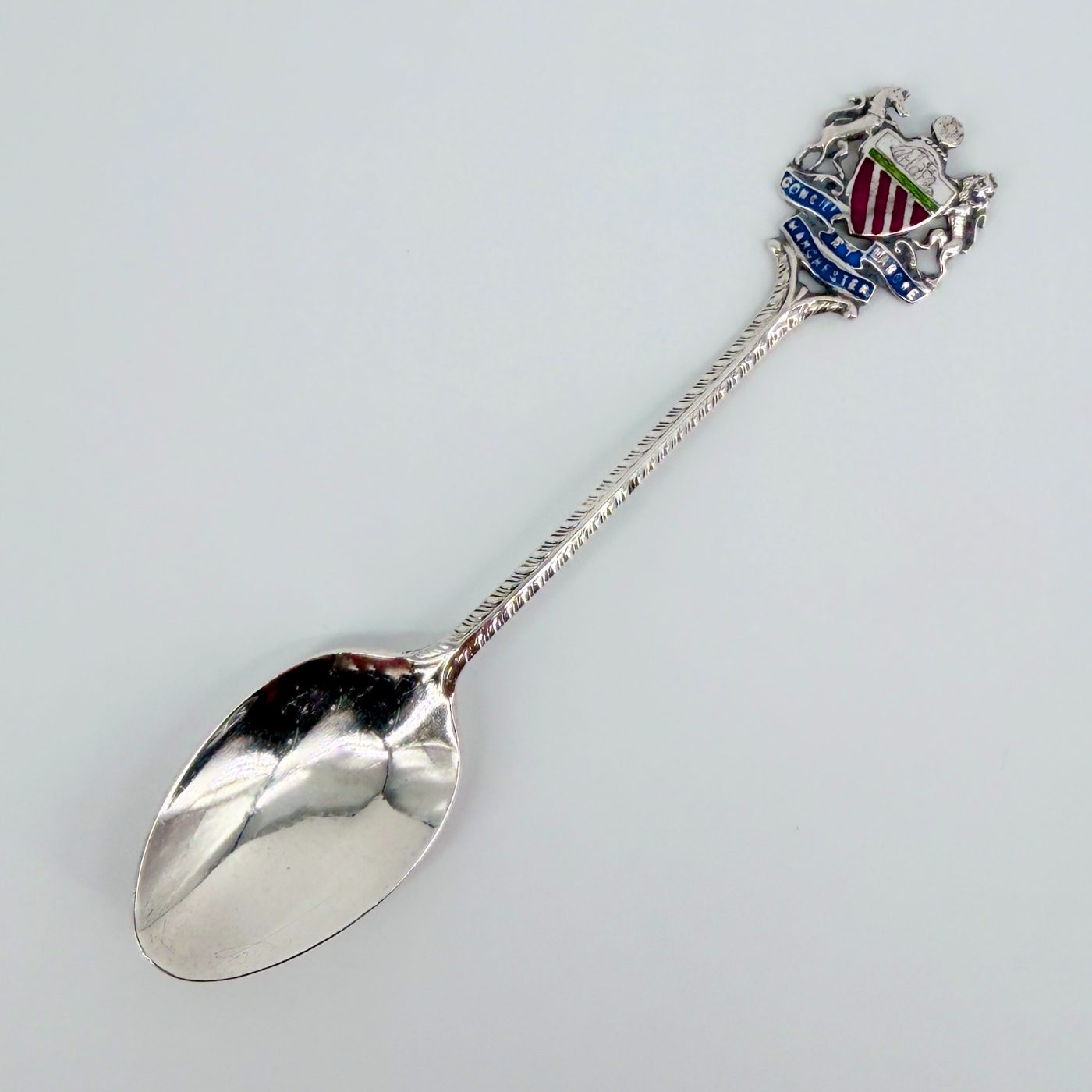 Sterling Silver Manchester Souvenir Tea Spoon, Birmingham 1945, Sydney & Co. - image 2