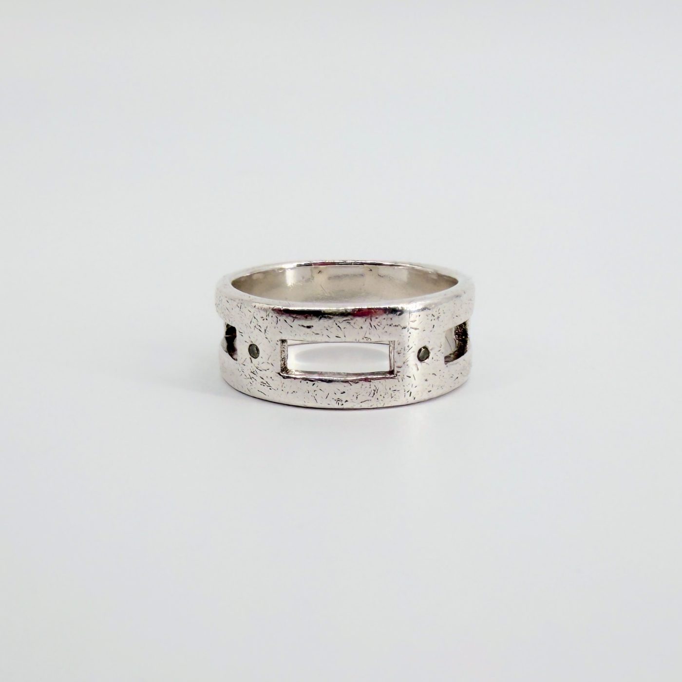 Vintage Kit Heath Sterling Silver & Diamond Ring, London Hallmark, UK Size T - image 4