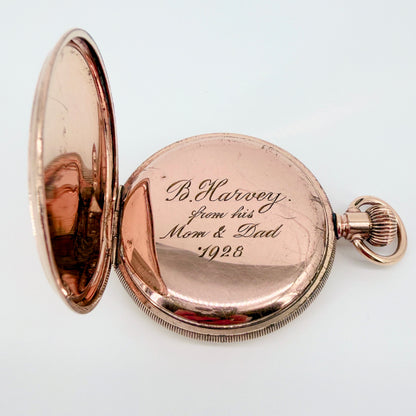 Antique Elgin Full Hunter Pocket Watch 1928 – Keystone Gold Filled Case – Working