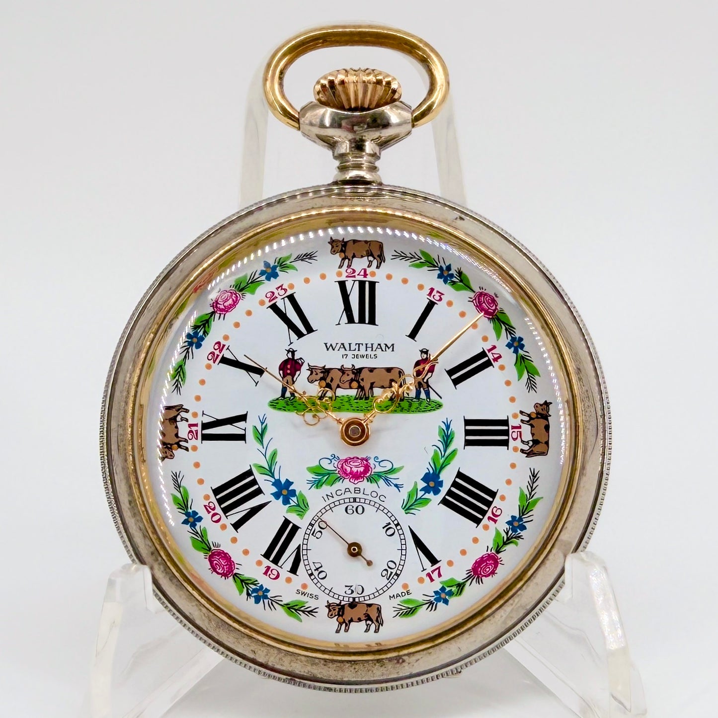 Waltham 17 Jewel Pocket Watch – Swiss Unitas Movement – Working