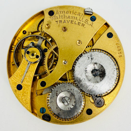 Antique Waltham Traveler Pocket Watch Movement - John Terry Nottingham 1902 -Spares/Repair