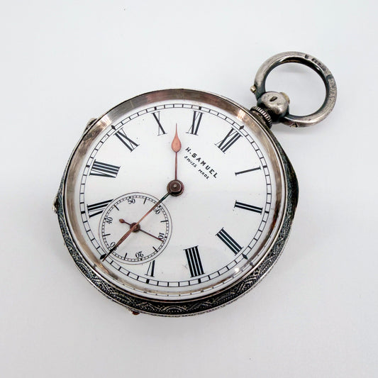 Antique Swiss 935 Silver Pocket Watch - H. Samuel - Working