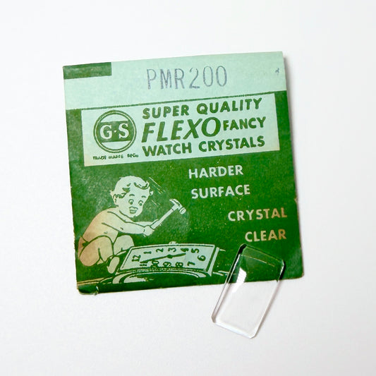 Rectangle with Cut Corners - Bottom Edge Curved (Long Sides) - G-S Flexo Acrylic Watch Crystals - Vintage New Old Stock