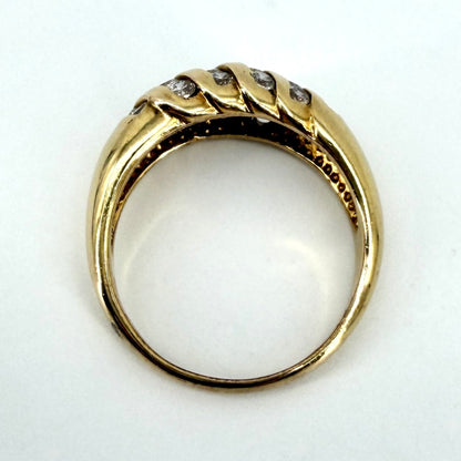 925 Silver Gilt Ring Set with White Stones – UK Size T