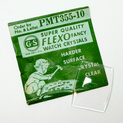 Tonneau / Barrel (PMT Series) - Bottom Edge Curved (Both Sides) - G-S Flexo Acrylic Watch Crystals - Vintage New Old Stock