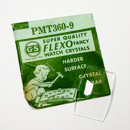Tonneau / Barrel (PMT Series) - Bottom Edge Curved (Long Sides) - G-S Flexo Acrylic Watch Crystals - Vintage New Old Stock
