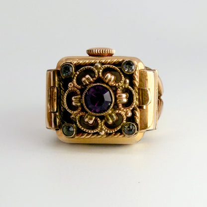 Vintage Sully Gold Plated Ring Watch – AS 976 – 17 Jewels – Working