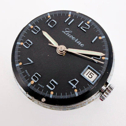 Lucerne Manual Wind Wristwatch - Black Dial - c.1970s - Working