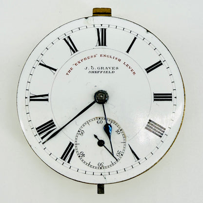 Antique J.G. Graves Sheffield Pocket Watch Movement English Lever - Working - 44.7mm