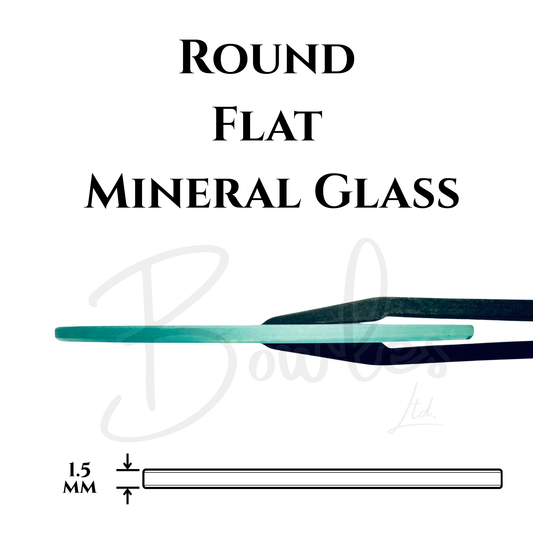 Round - Flat - 1.5mm Thick - Mineral Glass Watch Crystals - Brand New