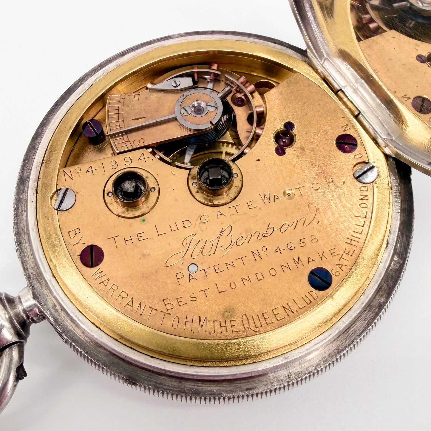 Antique Silver J.W. Benson “The Ludgate” Pocket Watch - London 1887 - Working