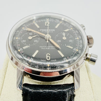 Vintage Freeson Black Dial Chronograph Watch - Landeron 48 - c.1960s