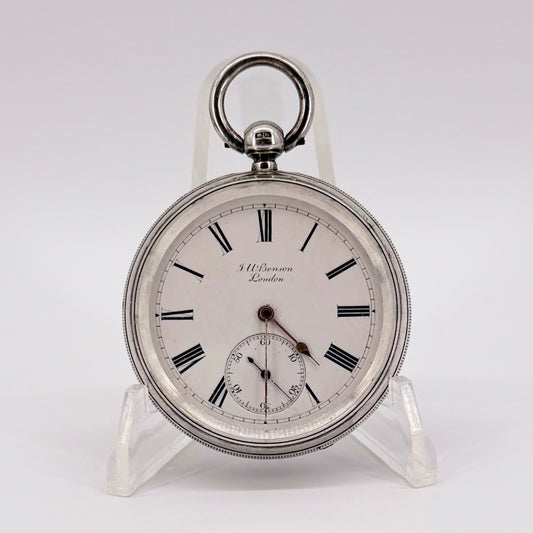 Antique Silver J.W. Benson “The Ludgate” Pocket Watch - London 1887 - Working