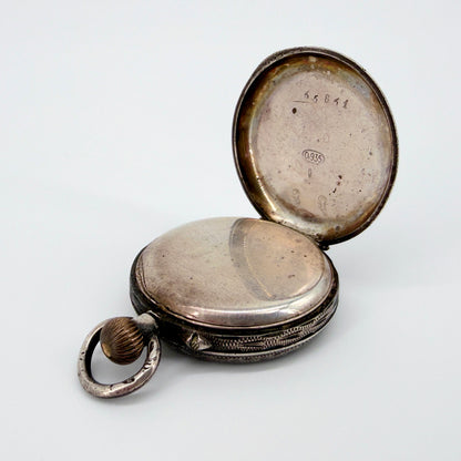 Antique Swiss 935 Silver Pocket Watch - Working Requires Repair