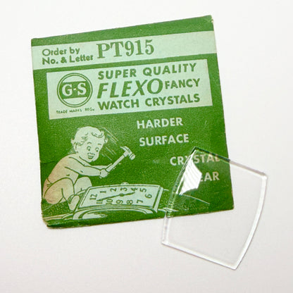 Tonneau / Barrel (PT Series) - Bottom Edges Flat - G-S Flexo Acrylic Watch Crystals - Vintage New Old Stock