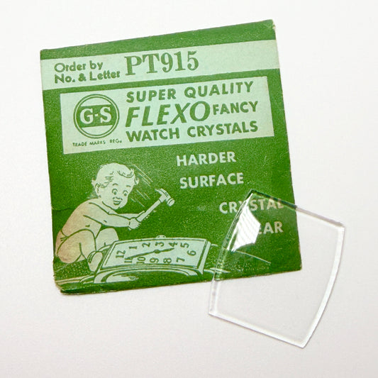 Tonneau / Barrel (PT Series) - Bottom Edges Flat - G-S Flexo Acrylic Watch Crystals - Vintage New Old Stock