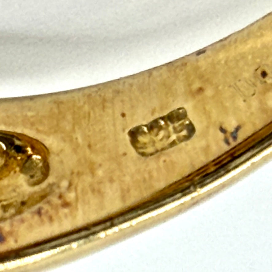 925 Silver Gilt Ring Set with White Stones – UK Size T