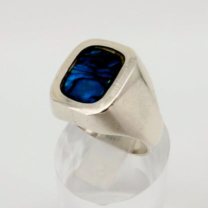 Vintage Sterling Silver & Abalone Handmade Ring – UK Size S - image 1