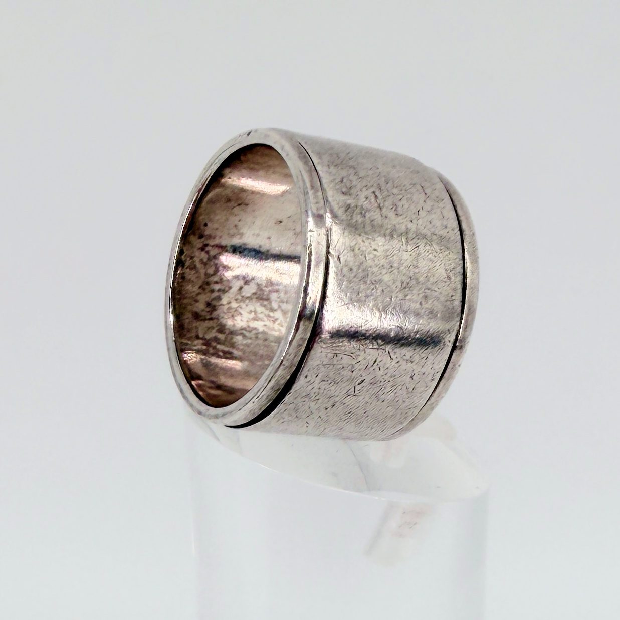 Vintage Sterling Silver Spinner Ring – Wide Band, UK T 1/2 - image 6