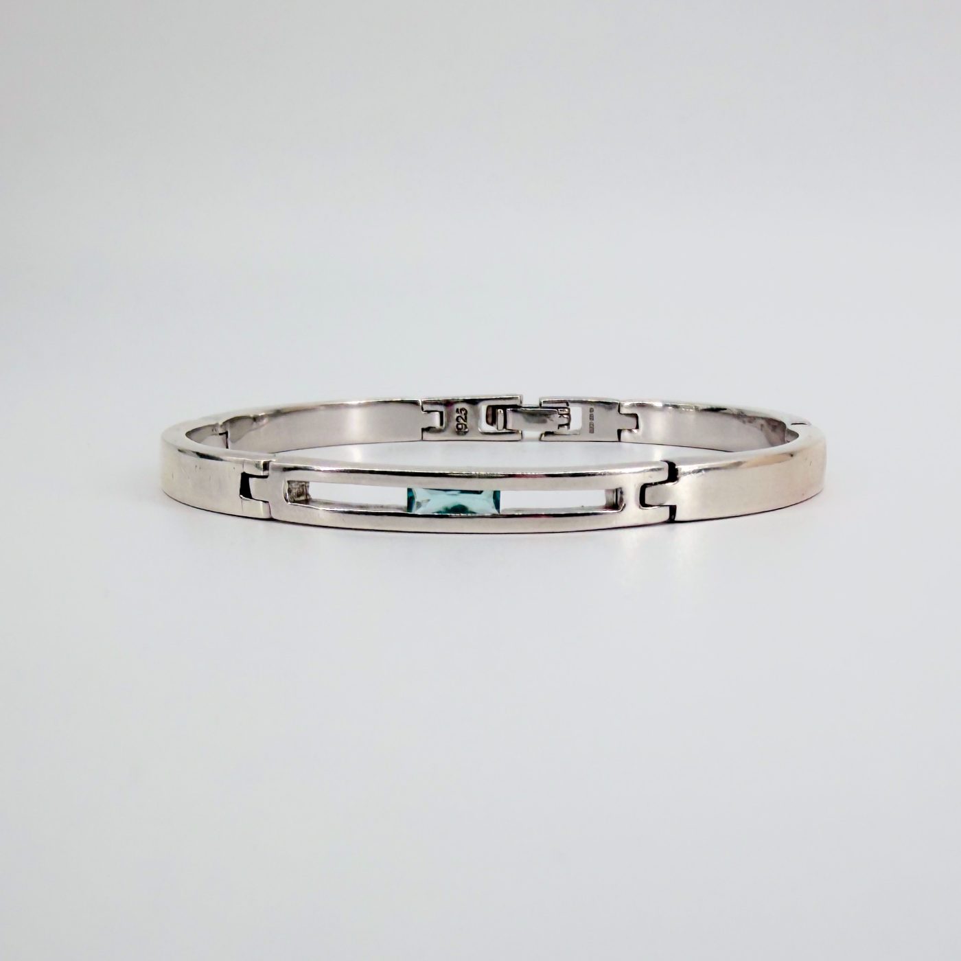 Accurist Sterling Silver Link Panel Bracelet with Blue Stone Birmingham Hallmark - image 2