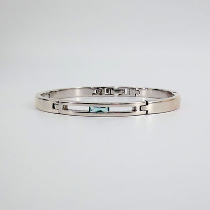 Accurist Sterling Silver Link Panel Bracelet with Blue Stone Birmingham Hallmark - image 2