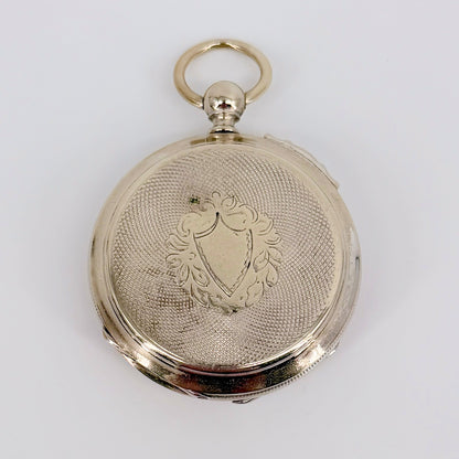 Antique Swiss Key Wound Pocket Watch – Silver Plated Case – Working