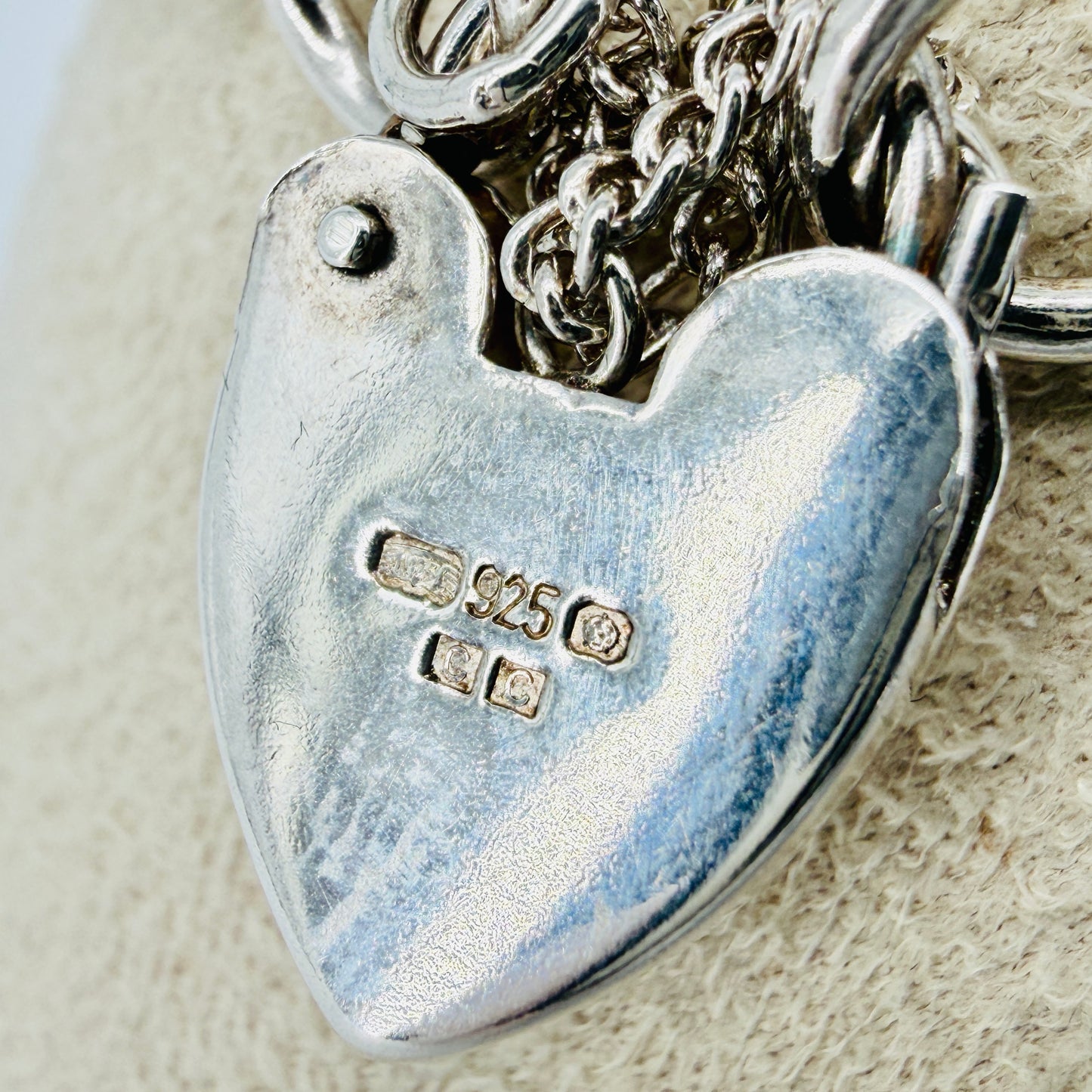 Vintage Sterling Silver Gate Link Bracelet - Heart Padlock - Hallmarked