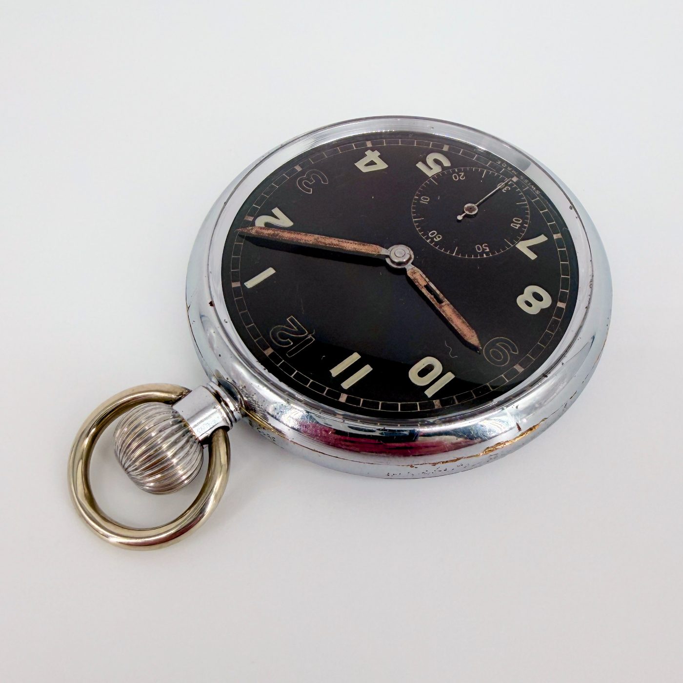 GSTP Bravingtons British Military Pocket Watch, Black Dial, 15 Jewels, c. WWII - image 7
