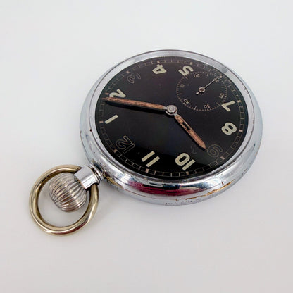 GSTP Bravingtons British Military Pocket Watch, Black Dial, 15 Jewels, c. WWII - image 7