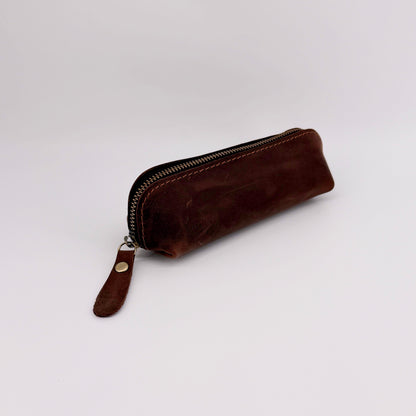 Handmade Genuine Leather Pencil Case – Zip Pouch – Choice of 3 Colours