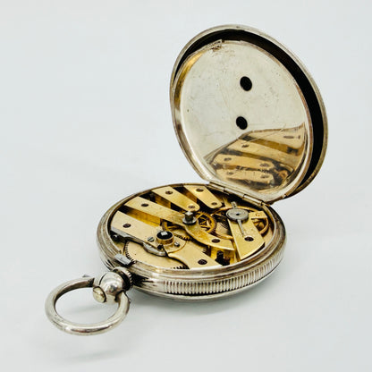 Antique Silver Cased Pocket Watch - Key Wound - Working