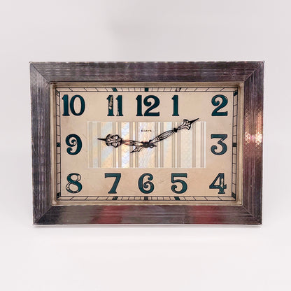 Antique Britannia Silver Mounted Art Deco 8 Day Desk Clock – London 1929