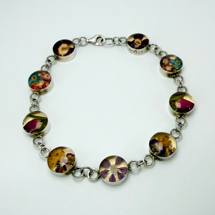 925 Sterling Silver Pressed Flower Bracelet