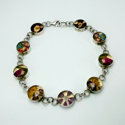 925 Sterling Silver Pressed Flower Bracelet