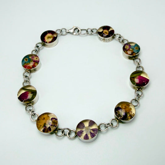 925 Sterling Silver Pressed Flower Bracelet
