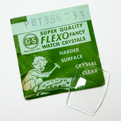 Tonneau / Barrel (PMT Series) - Bottom Edge Curved (Both Sides) - G-S Flexo Acrylic Watch Crystals - Vintage New Old Stock